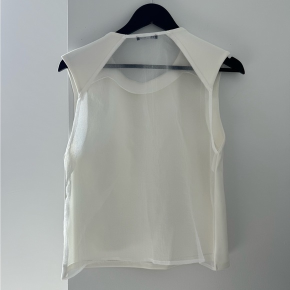 Zara White Shoulder Pad Top with Sheer Back - Picture 2 of 5
